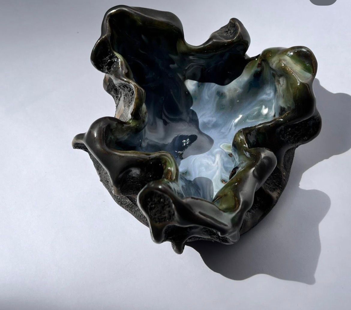 Alternative view of Lava bowl — cooled magma glaze.